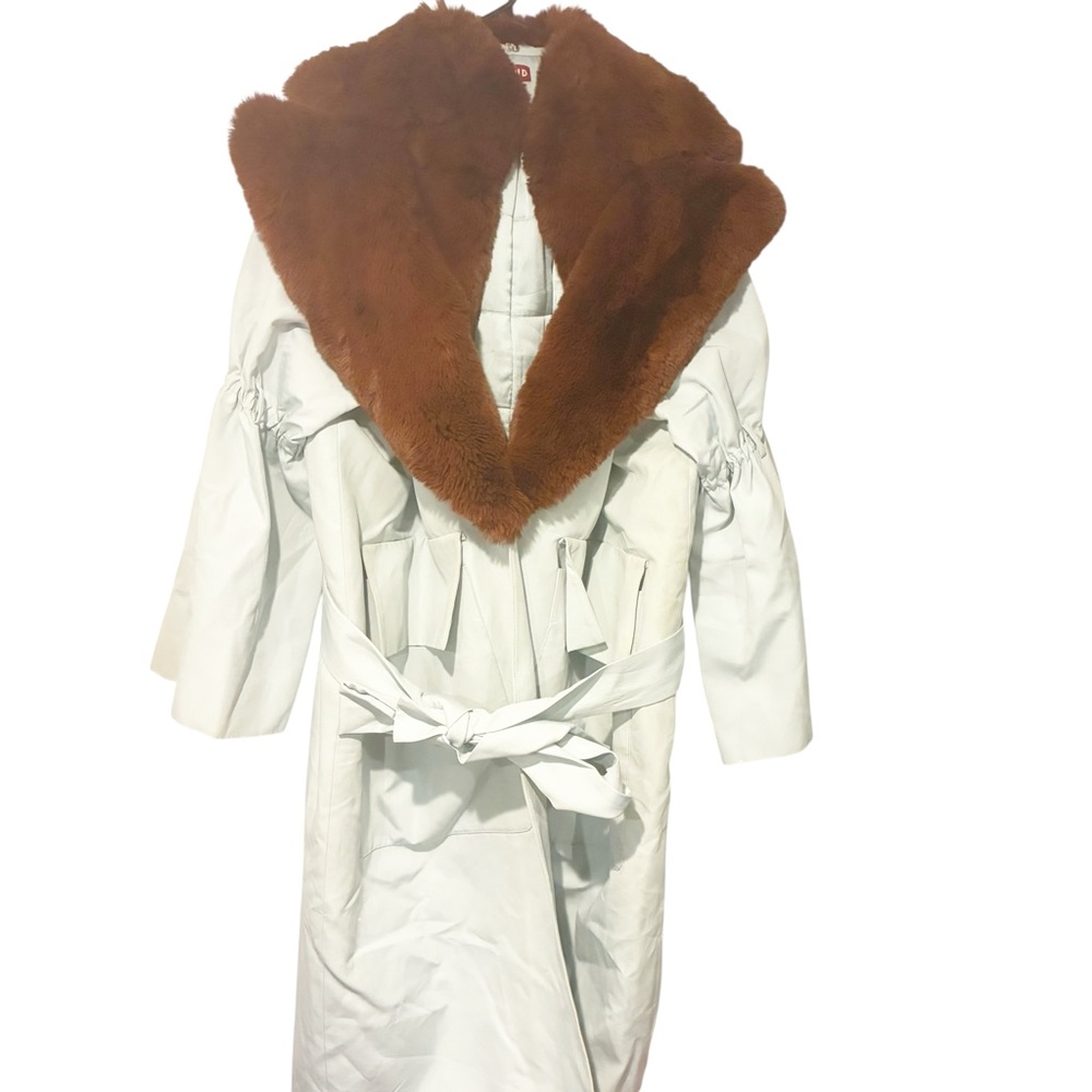 Staud Mint Green Fir‎ Collar Belted Puff Sleeve Trench Coat Removable Collar